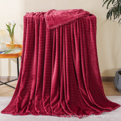 Thick 300 gsm customization color Reversible 3D Flannel Fleece throw bedroom blanket
